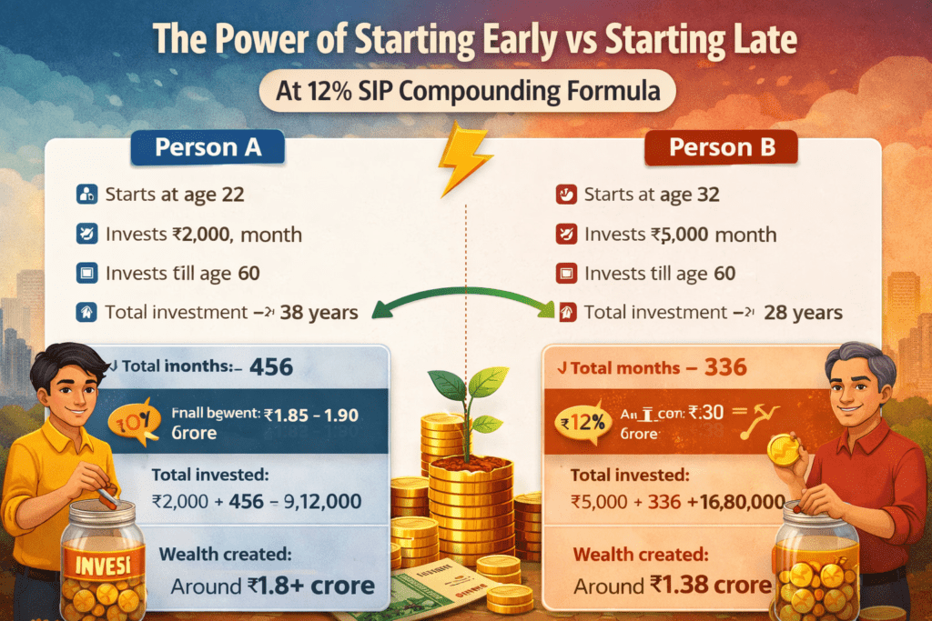 Starting Investing early vs late. Why starting early matters