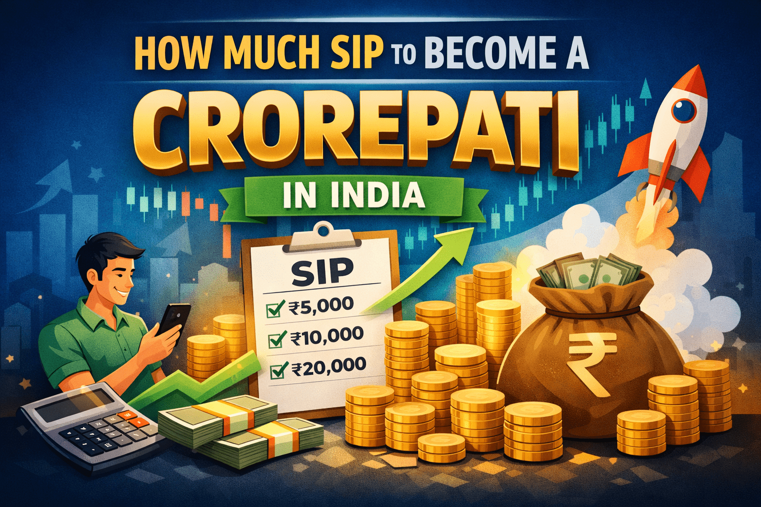 How much SIP to become crorepati in India – monthly SIP required to build ₹1 crore through mutual funds and long-term investing